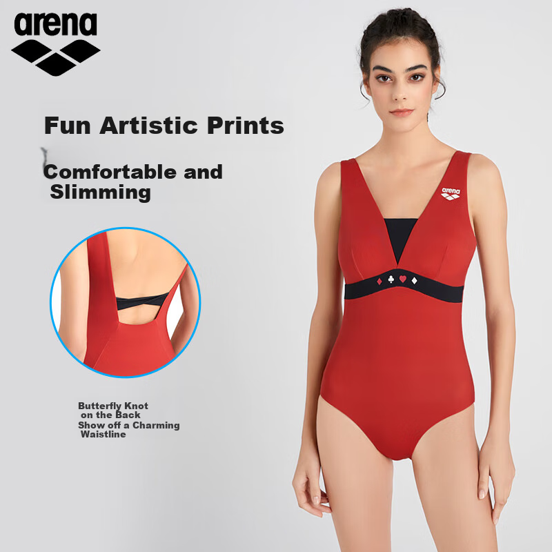 Arena Women's Swimsuit, Free Love Series, High-End Slim-Fit Sleeveless One-Piece Triangle Swimwear, Suitable for Hot Springs, Sun Protection, And Chlorine-Resistant