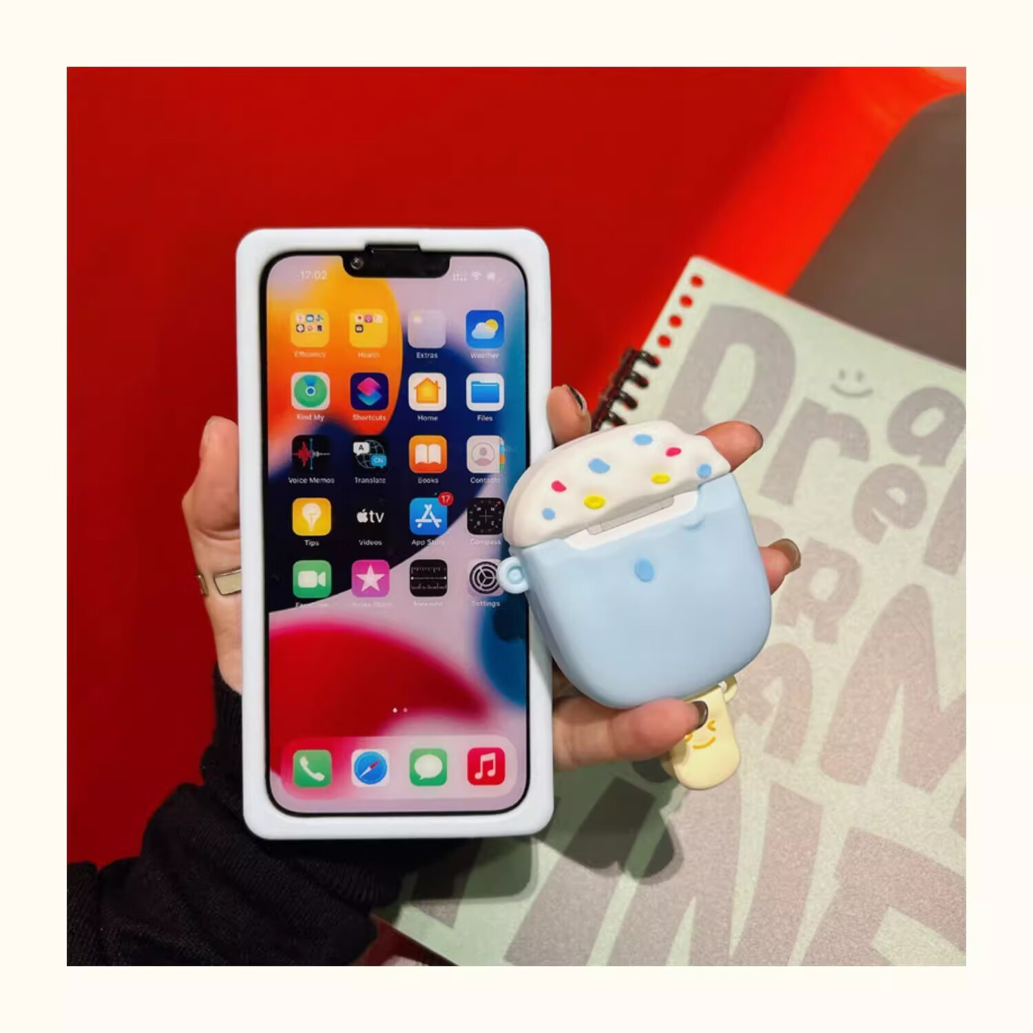 Beiyipin Summer Cool Ice Cream Shaped AirPods 1/2 Generation Protective Case, Apple Bluetooth Earphone Cover, Shockproof Full-Body Soft Case, Cartoon Ice Cream Pattern Trendy Protective Shell 3