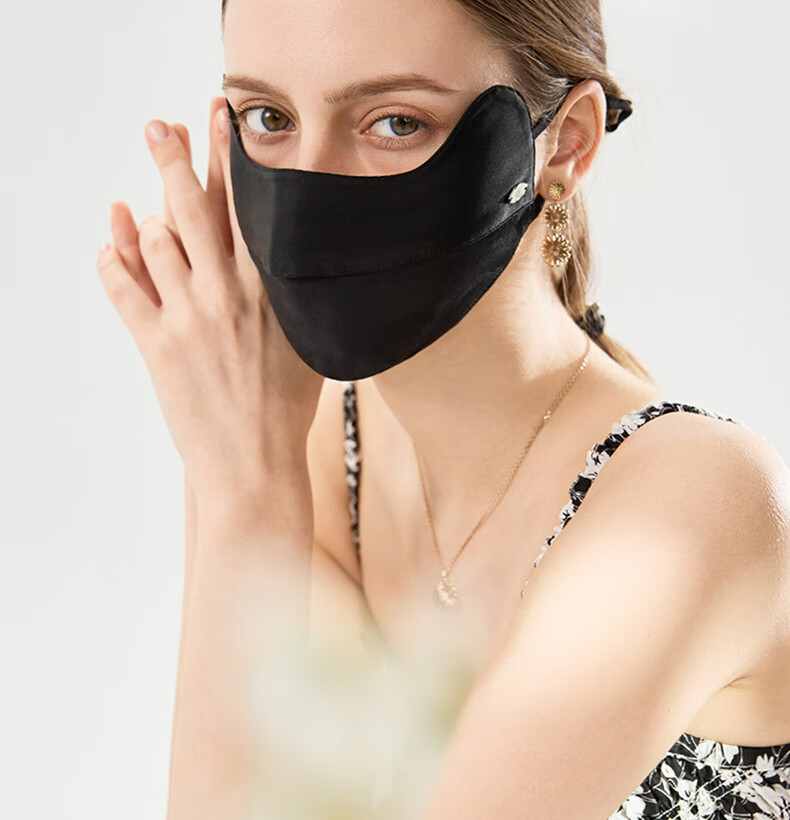 ELLE [Grade A Mulberry Silk] Silk Sun Protection Face Mask for Women, Cooling Face Cover, Gift for Girlfriend 10