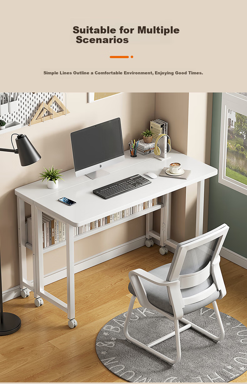 Jingzhihongwei Folding Computer Desk, Bedroom Home Desktop, Student Writing Desk, Simple Modern Writing Table, Mobile Work Office Desk 14