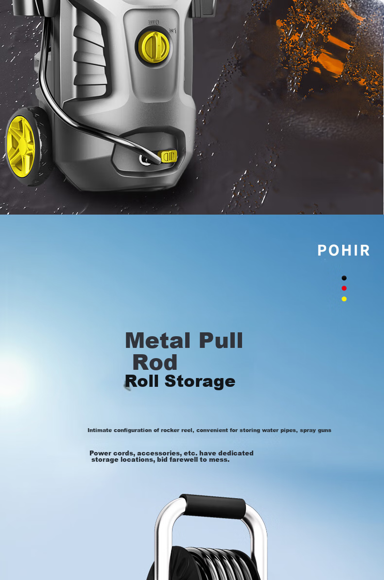 POHIR Car Washing Machine High-Pressure Water Gun, Household 220V Car Washer, Powerful Floor Cleaning Machine for Courtyard [Best-Selling Product] 10