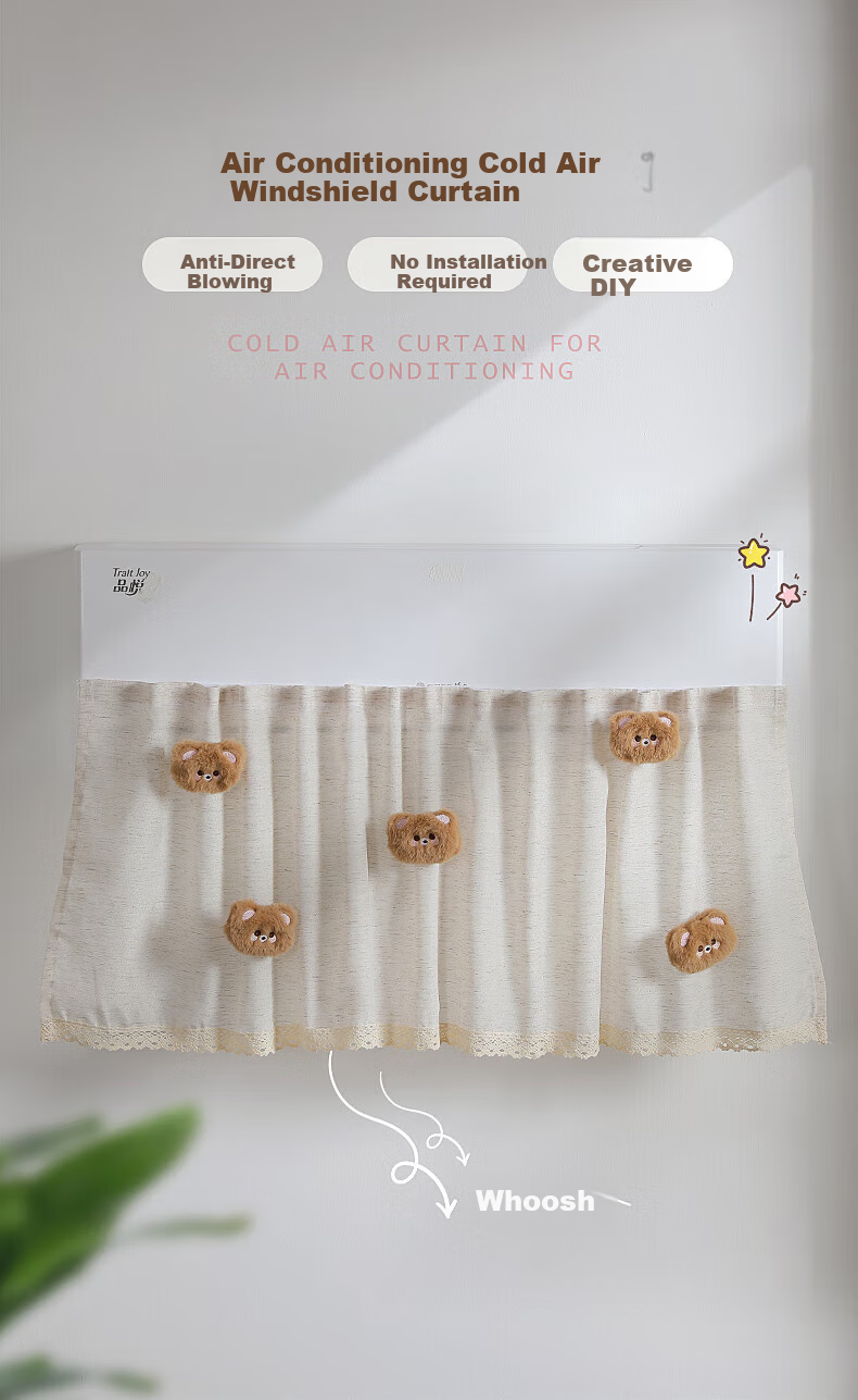 Hujia Air Conditioner Wind Deflector, Anti-Direct Blowing, No Installation Required, Dust Cover, Universal Hanging Type 1