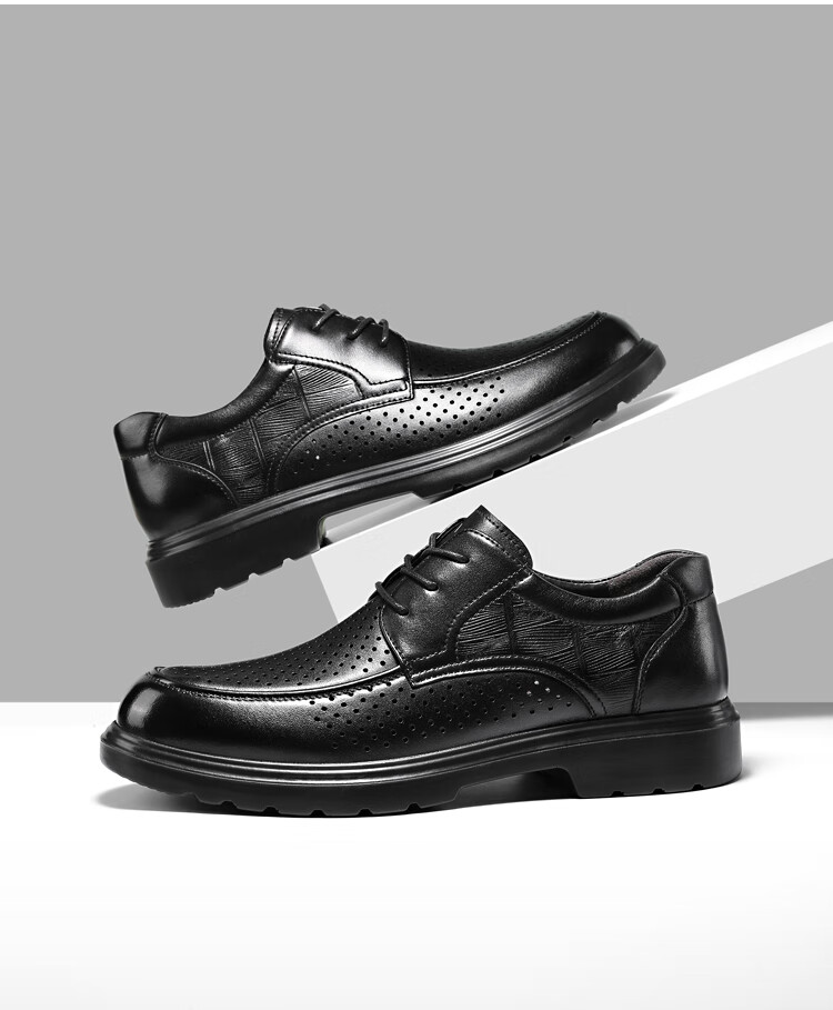 Guizhibu Men's Leather Shoes, Dress Shoes, Business Formal Wear, Genuine Top-Grain Cowhide, 2026 New Style Casual Wedding British Derby Shoes 11