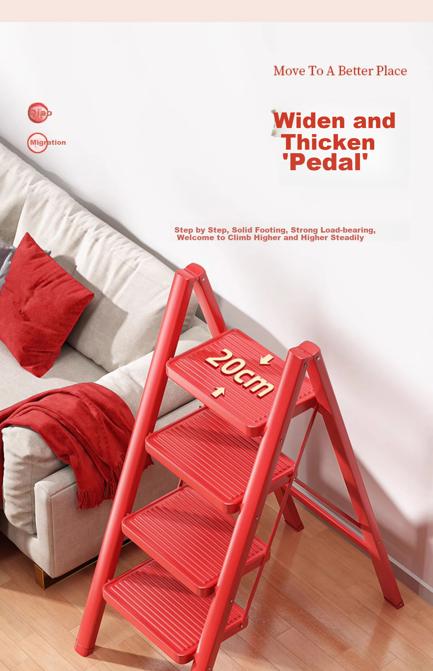 SHULIANG Ladder, Foldable Thickened A-Frame Ladder, Indoor Small Ladder Stool, Housewarming Step-By Ladder, Home Use Ladder 8