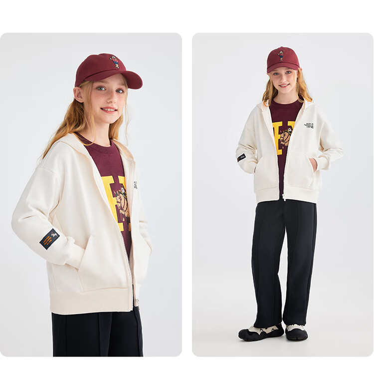 Hush Puppies Kids Knit Jacket Boys Big Kids Casual Hoodie Girls Hooded Sweatshirt Off-White 120 8
