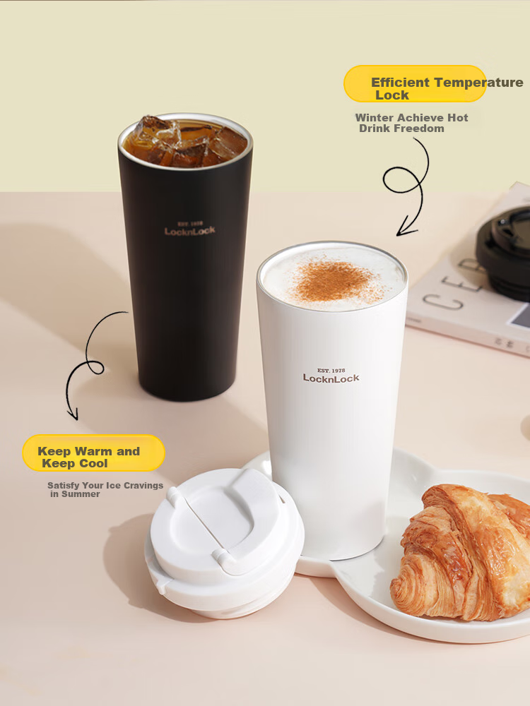LOCK&LOCK Ceramic-Coated Energy-Saving Insulated Coffee Mug for Men And Women, Portable Water Cup, 550ML, Red 9
