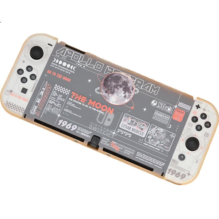 Защитный чехол для Nintendo Switch OLED, дизайн "Лунная программа", твердый, с прямым подключением к базе, съемный, противоскользящий, белый