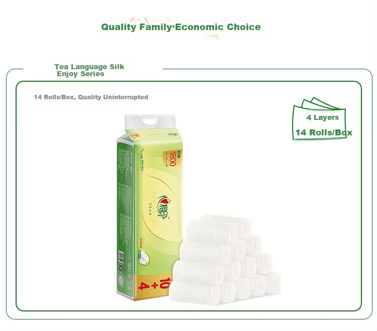 Mind Act Upon Mind Tea Silk Enjoyment, 129g, 14 Pieces, Four-Ply Coreless Toilet Paper, 14 Rolls Per Pack, RW512 10