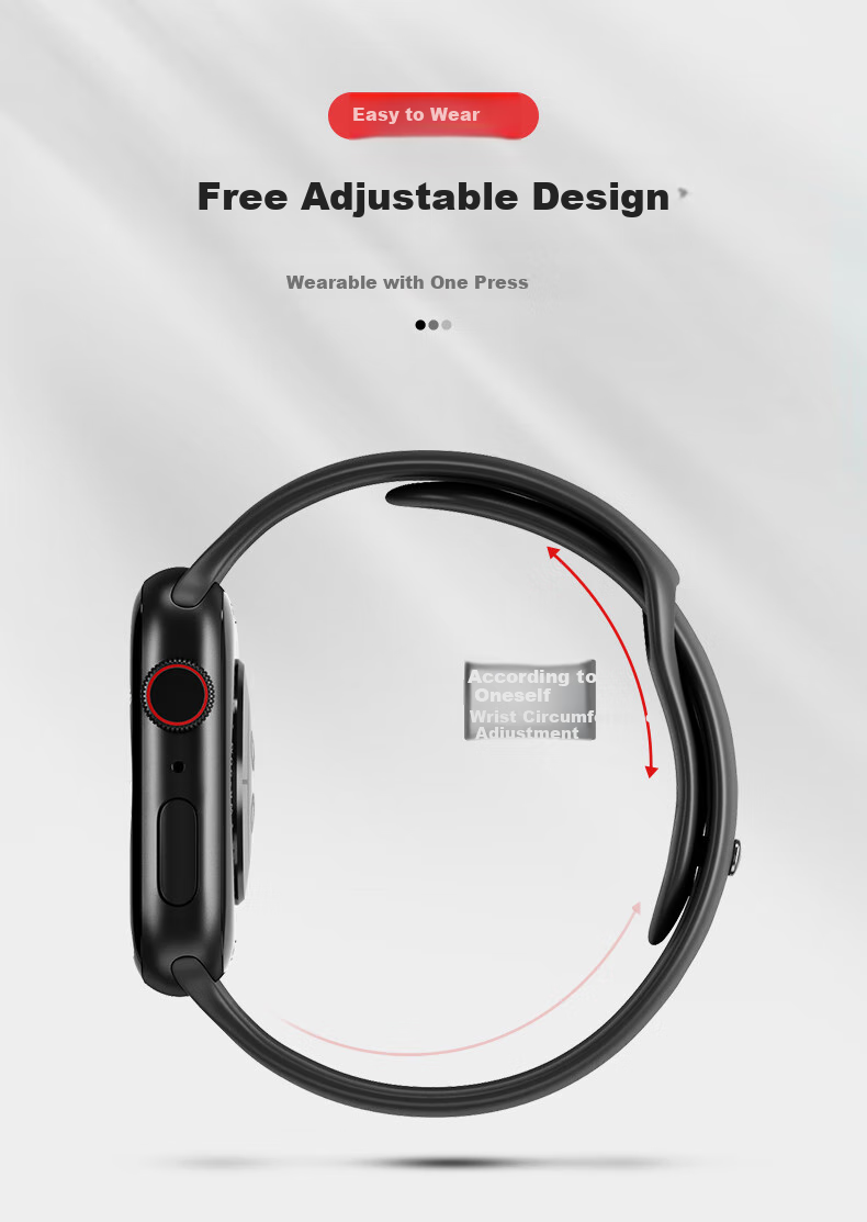 BHO Compatible Apple Watch Band for Apple Watch S12/S11, Breathable Sports Strap, IWatch S10/S9/8/7/6/SE3/Ultra4/3/2 Silicone Band 5