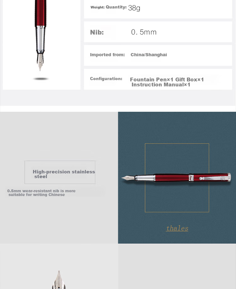 Pimio Fountain Pen, Signature Pen, High-End Business Office Gift, Birthday Present, for Women And Adult Students, Calligraphy Writing Ink Pen, Taylor Series 951 Wine Red 3
