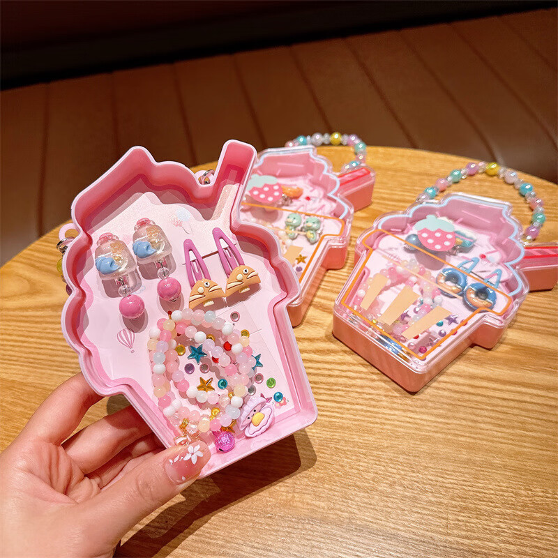 Jiaxiang Children's Necklace Jewelry Gift Box Set for Girls Baby Hair Clips [Seahorse Style 6-Piece Set] 9
