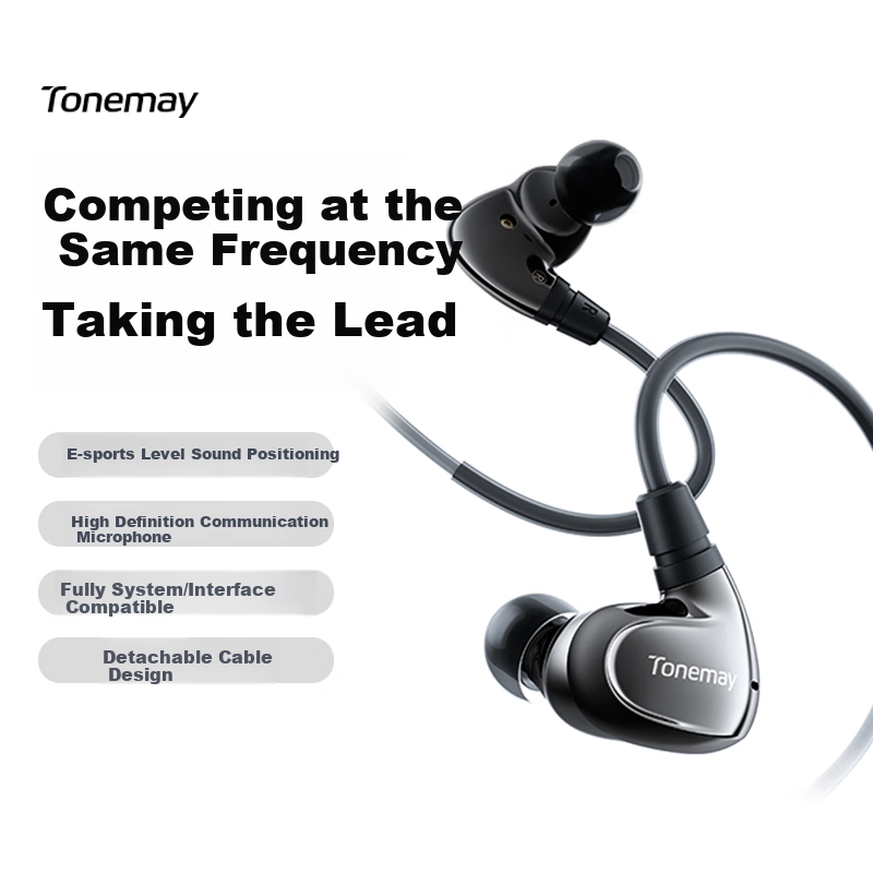 Tonemay Lingyun Wired In-Ear Gaming Headphones, VALORANT CS2 Delta FPS Sound Positioning Gaming Headset with Microphone 3.5mm Replaceable Cable And Microphone