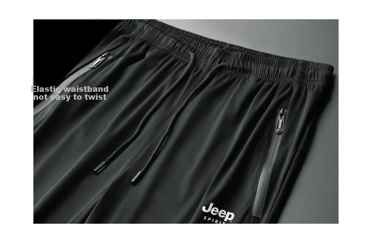 JEEP SPIRIT Men's Casual Pants, Summer Lightweight Quick-Dry Ice Silk Sports Trousers, Versatile Sun Protection Pants, Gray, XL 10