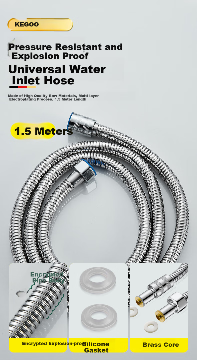 KEGOO High-Pressure Shower Head, Extra Strong Pressurized Handheld Three-Piece Set, Shower Hose, Bathing Handheld Head with Bracket K4048 9
