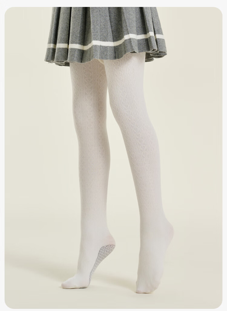 YEEHOO 7A Antibacterial Children's Dance Socks Fleece Lined Warm Girls' Elastic Non-Slip Tights for Older Girls 10