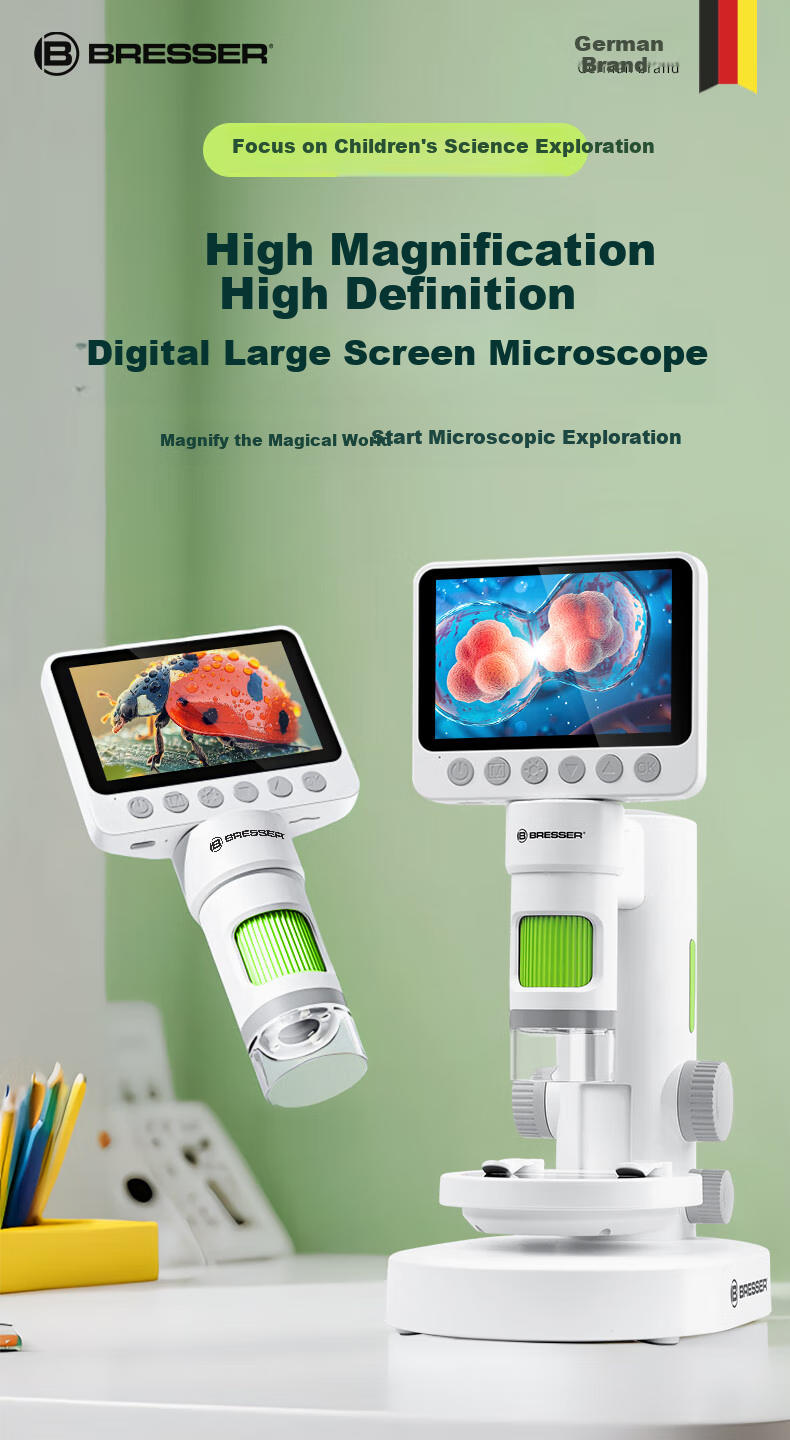 Bresser Microscope for Children, Middle School Students And Elementary School Students, Professional Electronic with Display Screen to View Bacteria, New Year Gift 1