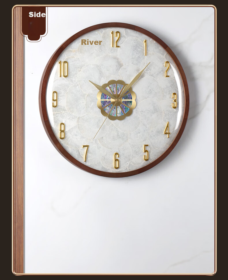 Hense Solid Wood Wall Clock, Living Room Wall-Mounted Timepiece, Luxury Wall Clock for Dining Room, Home Quartz Clock HW7012 Large Size 40cm 6