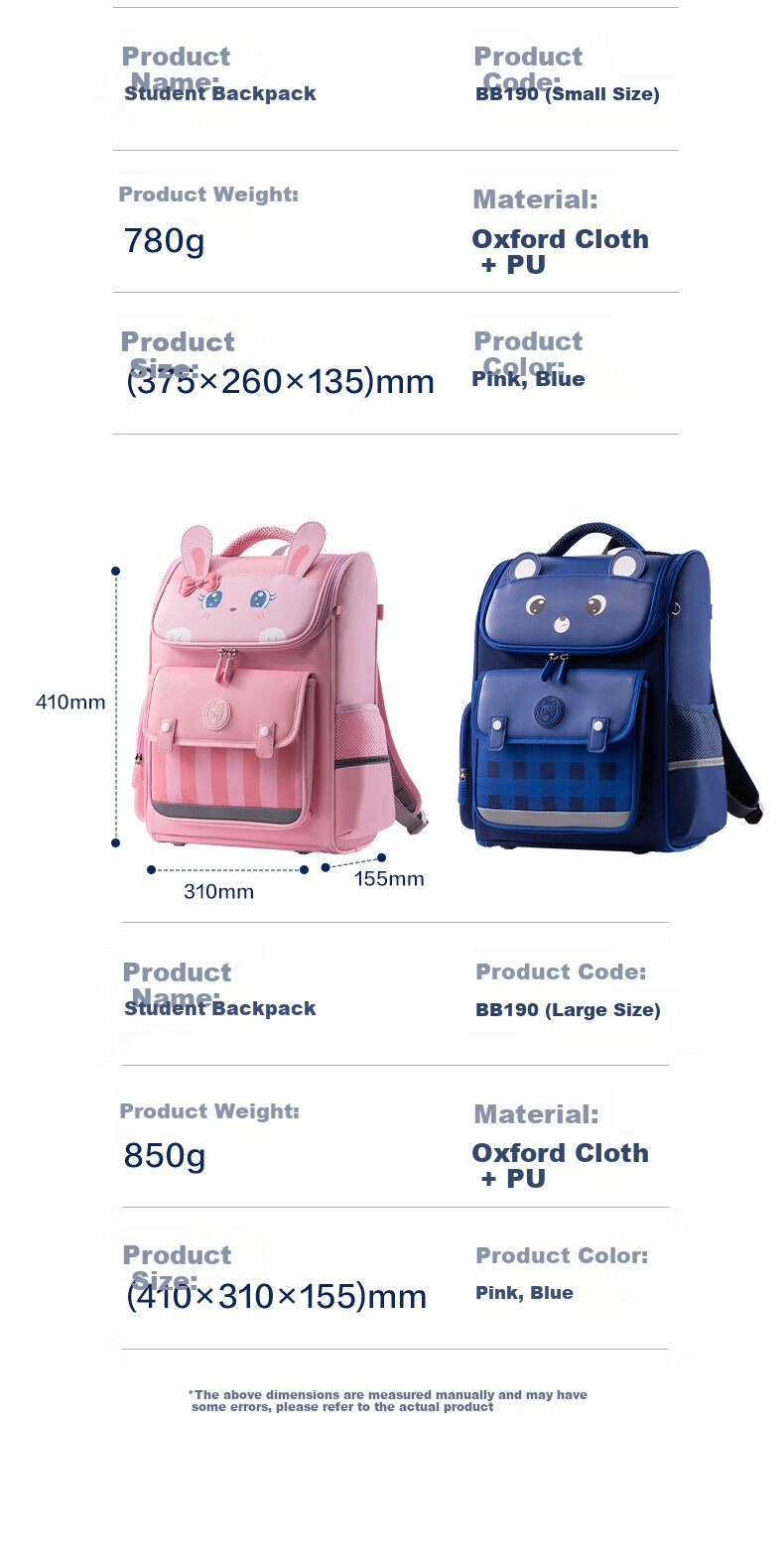Deli Cartoon Schoolbag for Elementary Students, Spine-Protecting Large Capacity Backpack, Blue Bear Design for Grades 3-6 11