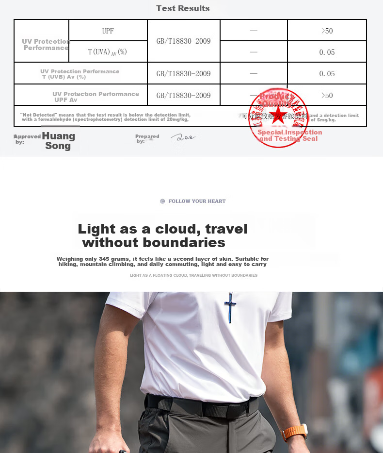 Free Soldier Yanying Spring And Summer Quick-Dry Pants, Teflon Triple Protection, Breathable Men's Sports Pants, Sun Protection UPF50+, Khaki, 38W/30L 12