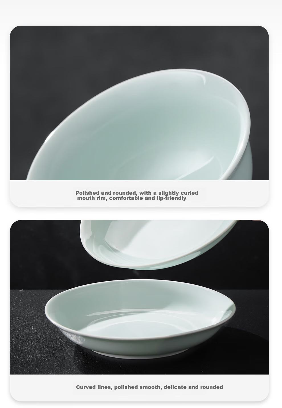 Jdz High-Temperature Ceramic Tableware Set, Home Use, Shadow Blue Bowls And Plates, Chinese-Style High-End Mid-Autumn Festival Gift, Dishwasher Safe, Flowing Shadow Patter 22