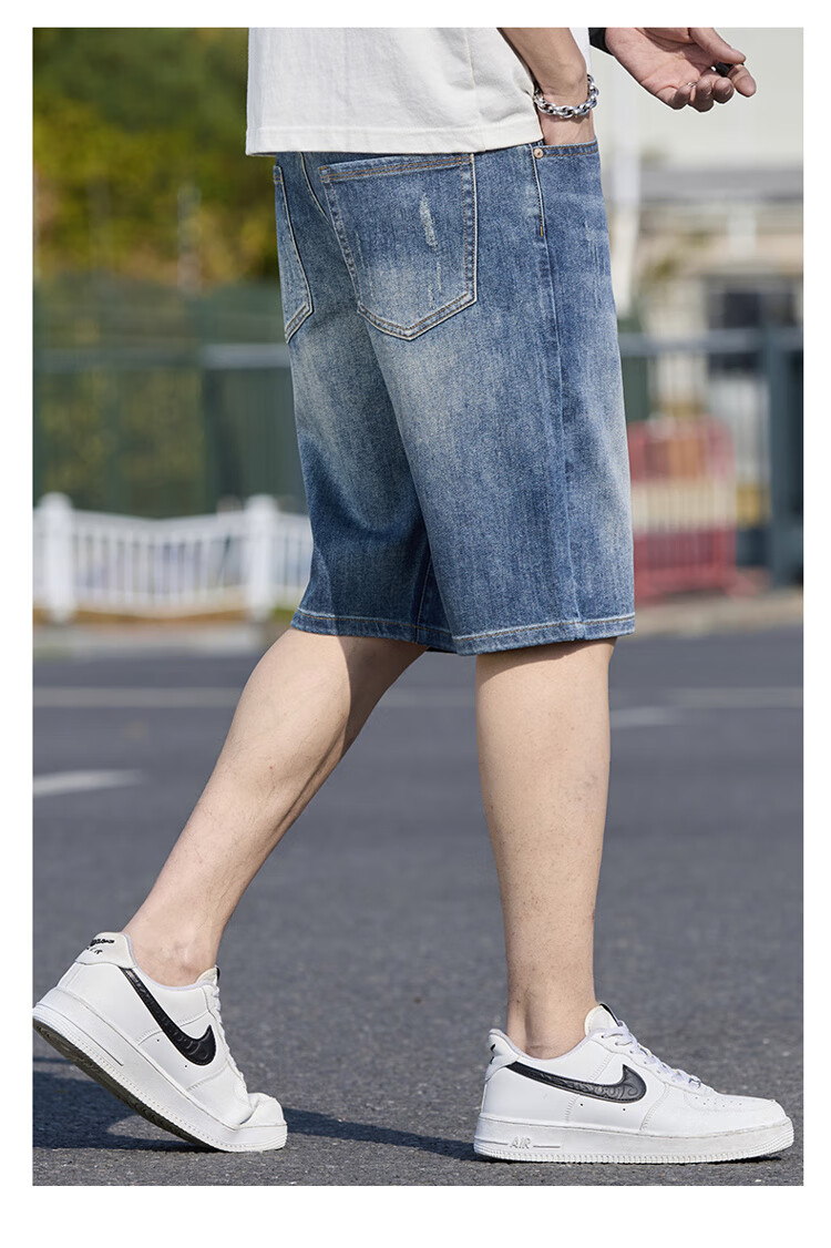 JEANSWEST OUTDOOR Men's Shorts, Summer Casual Breathable Comfortable Denim Knee-Length Pants, Trendy Fashion Outdoor, Faded Blue, Size 29 11