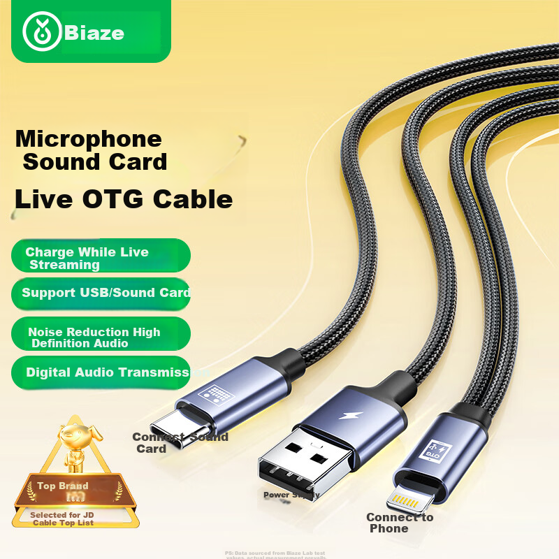 BIAZE Live Streaming Sound Card OTG Adapter Compatible with IPhone Android OTG Data Cable Connection Cable Converter for Live Streaming While Charging, Type-C Dedicated Microphone for Apple Versio