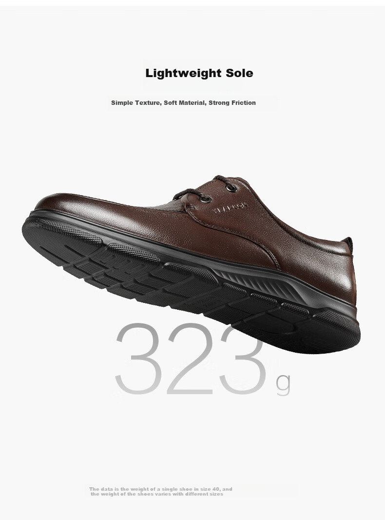 Yierkang Men's Casual Leather Shoes, Lace-Up Lifestyle Sneakers, Lightweight Commuter Dad Shoes, 53433W, Brown, Size 41 7