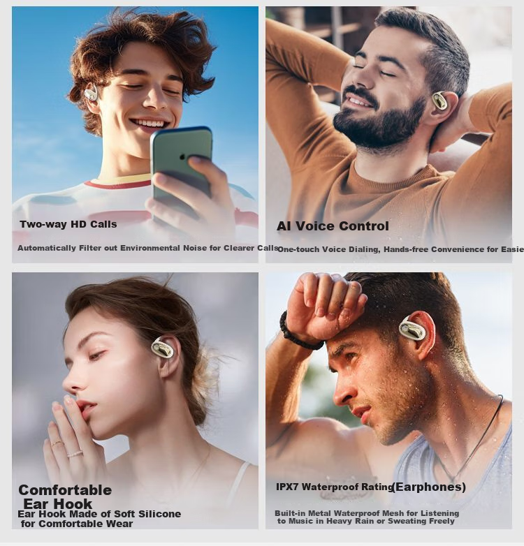 EARISE 2026 New Genuine Noise-Cancelling Open-Bone Conduction Wireless Bluetooth Headphones, Sports Ear-Hook Style, Ultra-Long Battery Life, Universal for Mobile Phones, JS918 Skin Color Smart Wearable Device 9