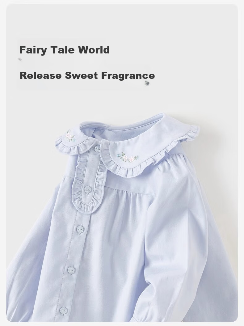 DAVE & BELLA Girls' Cotton Shirt Autumn Wear, Baby Long-Sleeve Shirt, Children's Stylish White Top 4