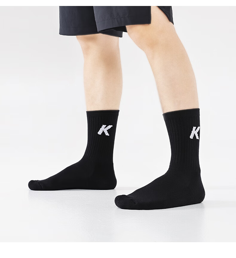 KELME Sports Socks Unisex Long Socks Running Basketball Training Fitness Mid-Short Tube 3 Pairs White [Short Tube] L 12