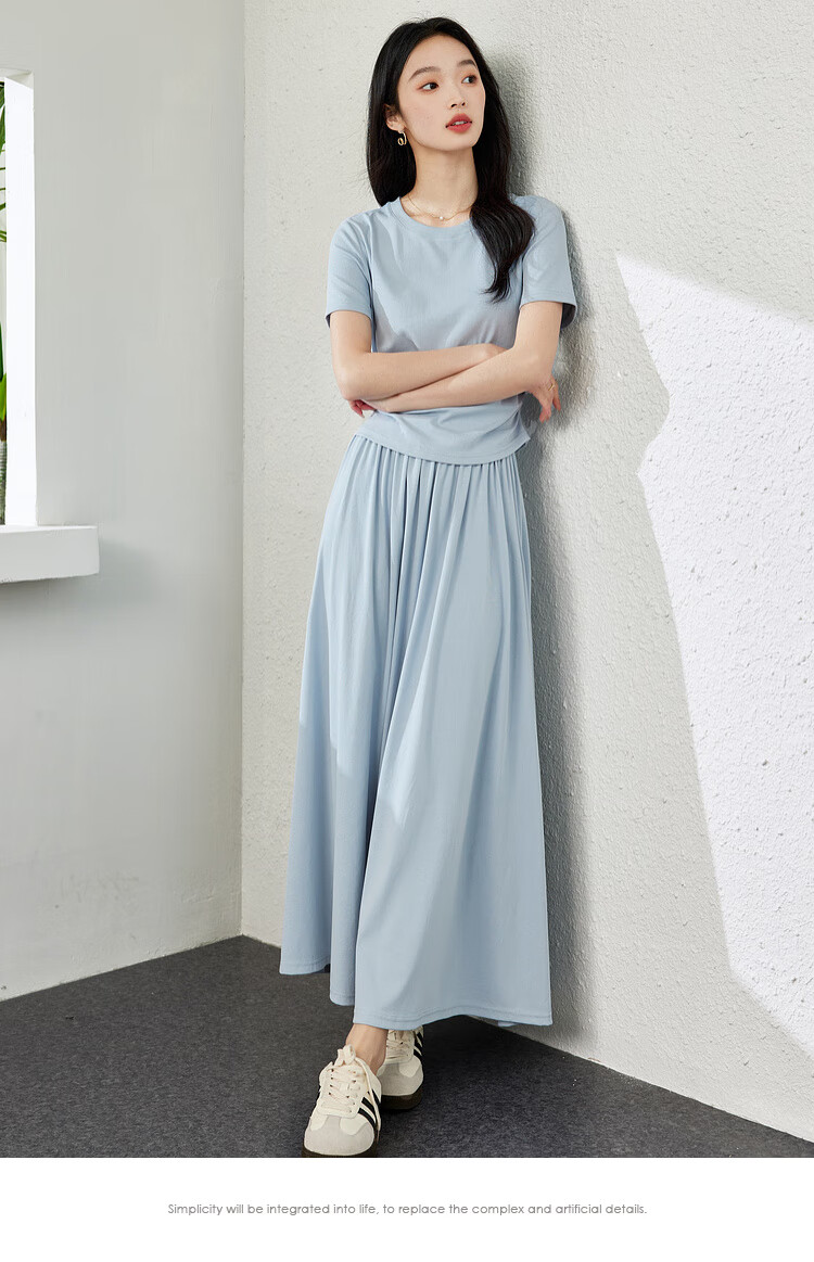 Fansiman Minimalist Design Set Dress for Women 2026 Summer New T-Shirt and Skirt Two-Piece Set XL 9