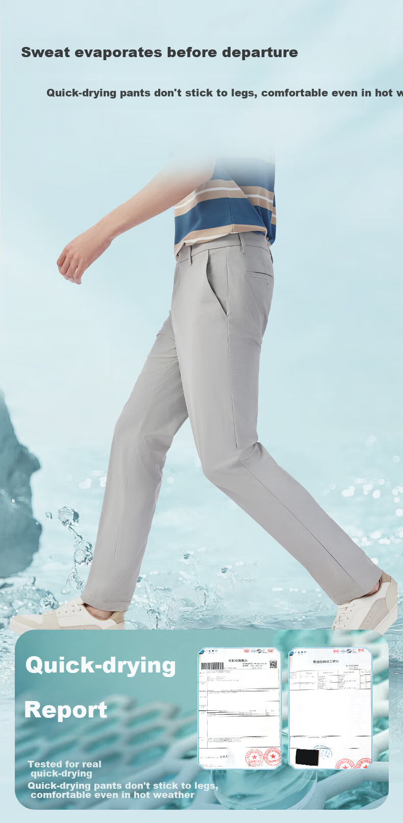 Hodo [Elastic Ice Silk Pants] Men's Dress Pants, Summer Quick-Dry Lightweight Cool Ice Silk Casual Pants 6