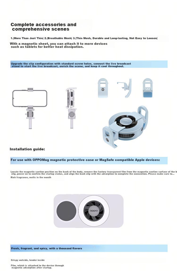 OPPO 27W Ice Wing Magnetic Cooling Back Clip, Sky Blue, Magnetic Design, Instant Cooling, Live Streaming And Gaming Essential, Compatible with OnePlus, Huawei, IPhone 17 Series AI 7
