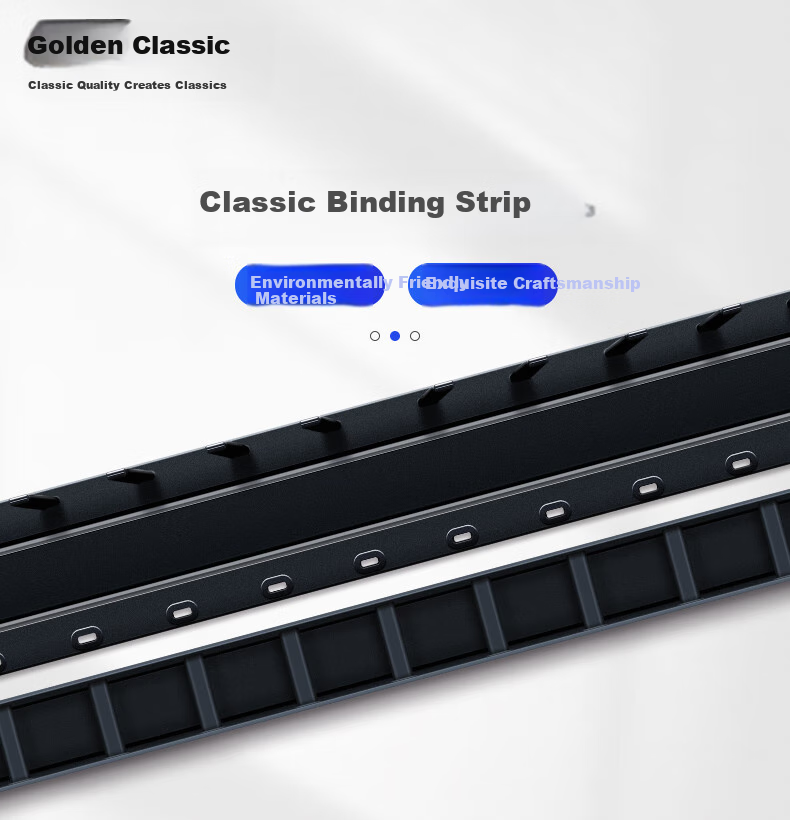 GOLDEN 10-Hole Binding Strips Plastic File Contract Binding Strips A4/5mm Black (100 pcs/Box) 1