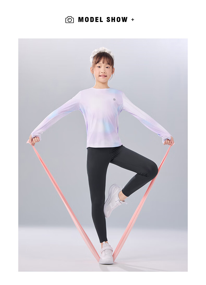 ERKE Girls' Leggings for Older Children, Kids' Yoga Slim-Fit Sports Pants, Black, Size 160 2