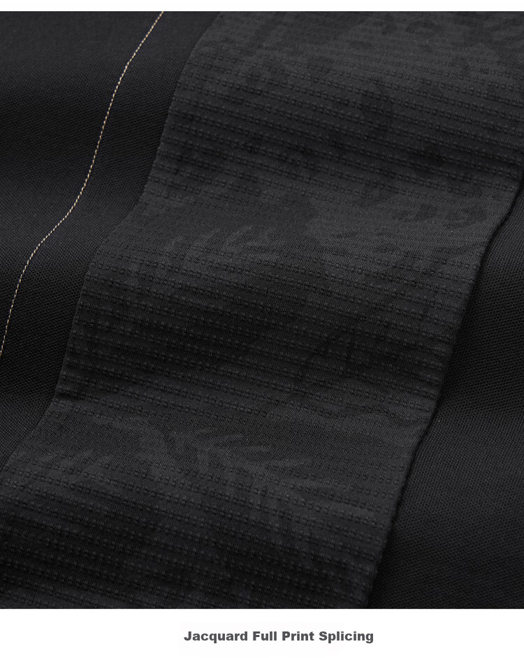DANCING WOLVES [7A Antibacterial 2A Anti-Mite] Cool Summer Patchwork Design Men's Short-Sleeve POLO 001 Black M(170) 9