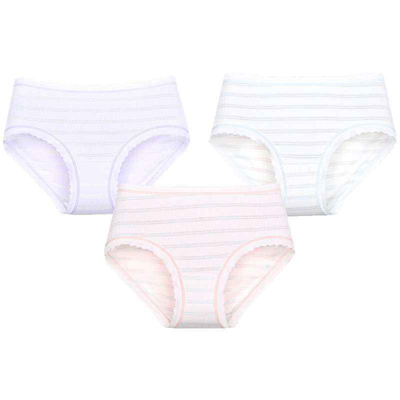 Jiusuiban Children's Underwear, Girls' Summer Thin Style, 7A Antibacterial Triangle Panties, for Older Children, Combed Cotton Striped Triangle Shorts