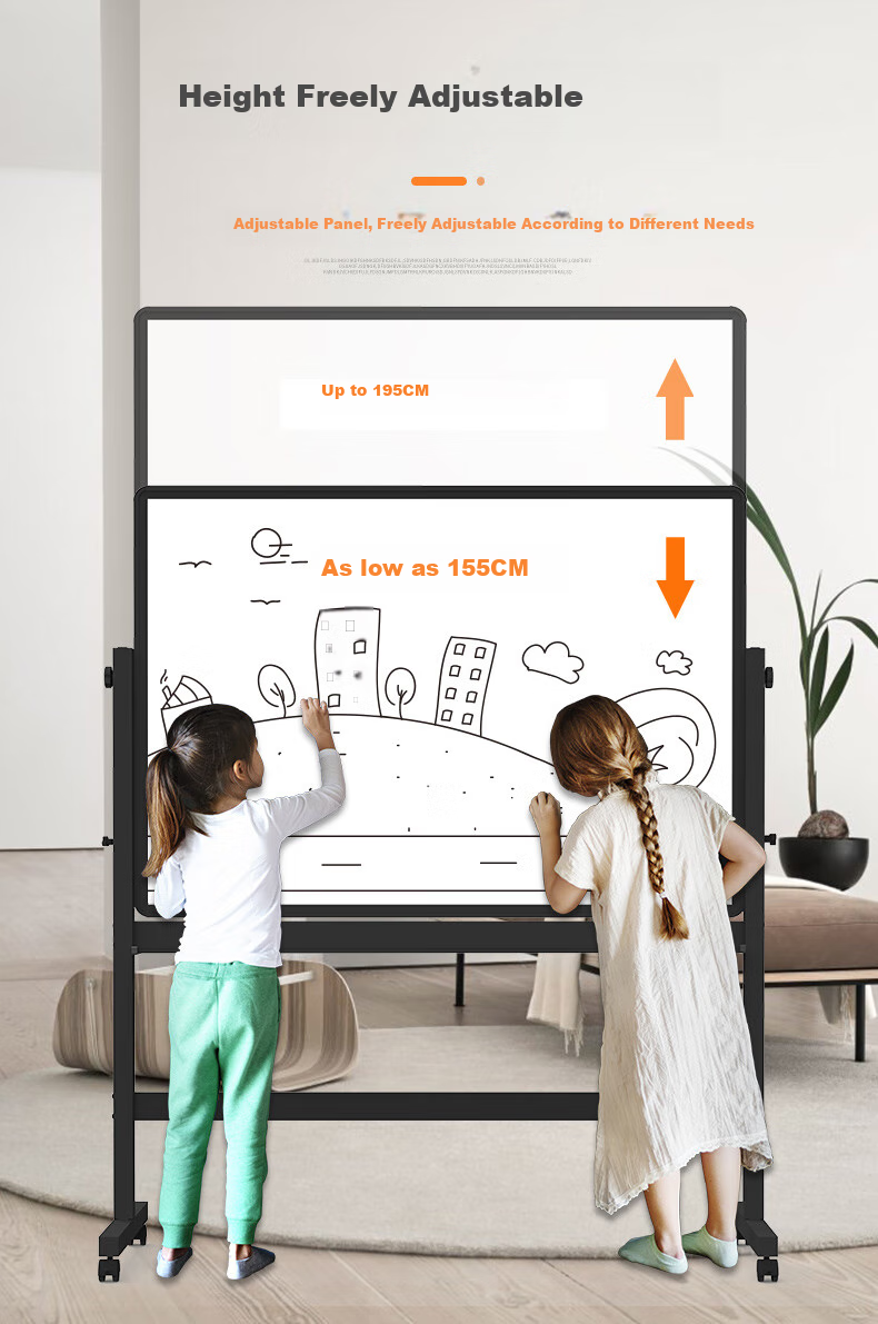 Bibiniu H-Shaped Stand Whiteboard 90*180cm, Conference Office Whiteboard Stand, Black Double Bar, Height Adjustable And Flipable, BBNV-D90180 9