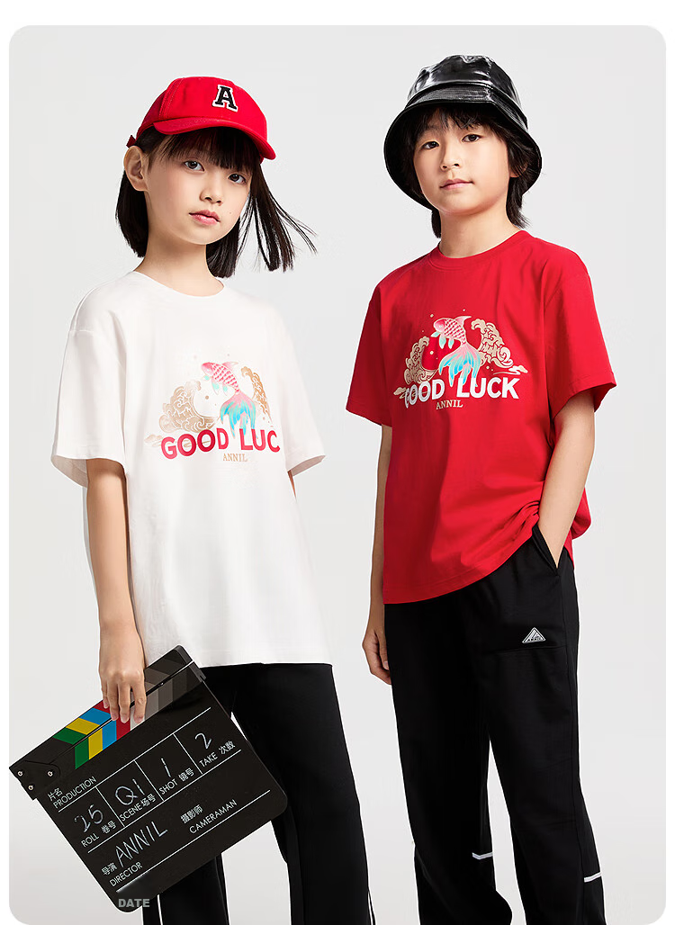Annil Children's Clothing, Boys And Girls Round Neck Short-Sleeve T-Shirt, 2025 Summer New Pure Cotton, Sports Casual Quick-Dry Breathable 4