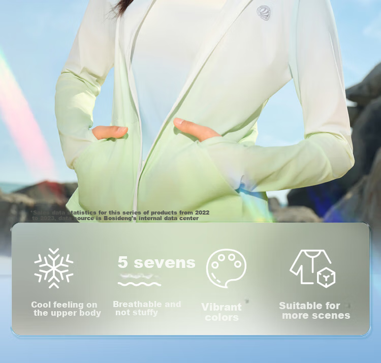 BOSIDENG Summer National Standard Sun Protection Jacket for Women, Short Style, UV-Resistant, Breathable, Slim-Fit, Lightweight Coat, UPF100 3