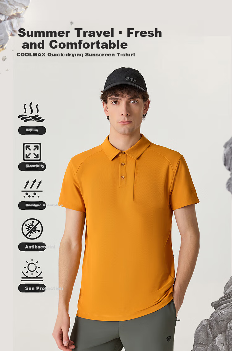 NORTHLAND COOLMAX Quick-Dry Sun Protection Polo Shirt, Outdoor Breathable Antibacterial Elastic Collar Short-Sleeve T-Shirt for Me 1