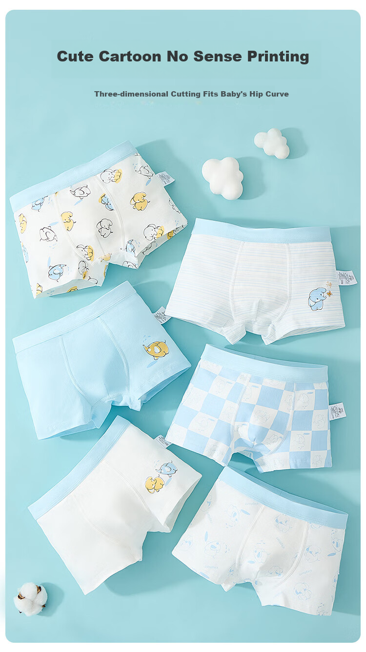 LangSha Children's Underwear, Boys' Antibacterial Pure Cotton Underwear, Youth And Older Children's Boxer Briefs, Baby Shorts, Six-Pack, Size 140 1