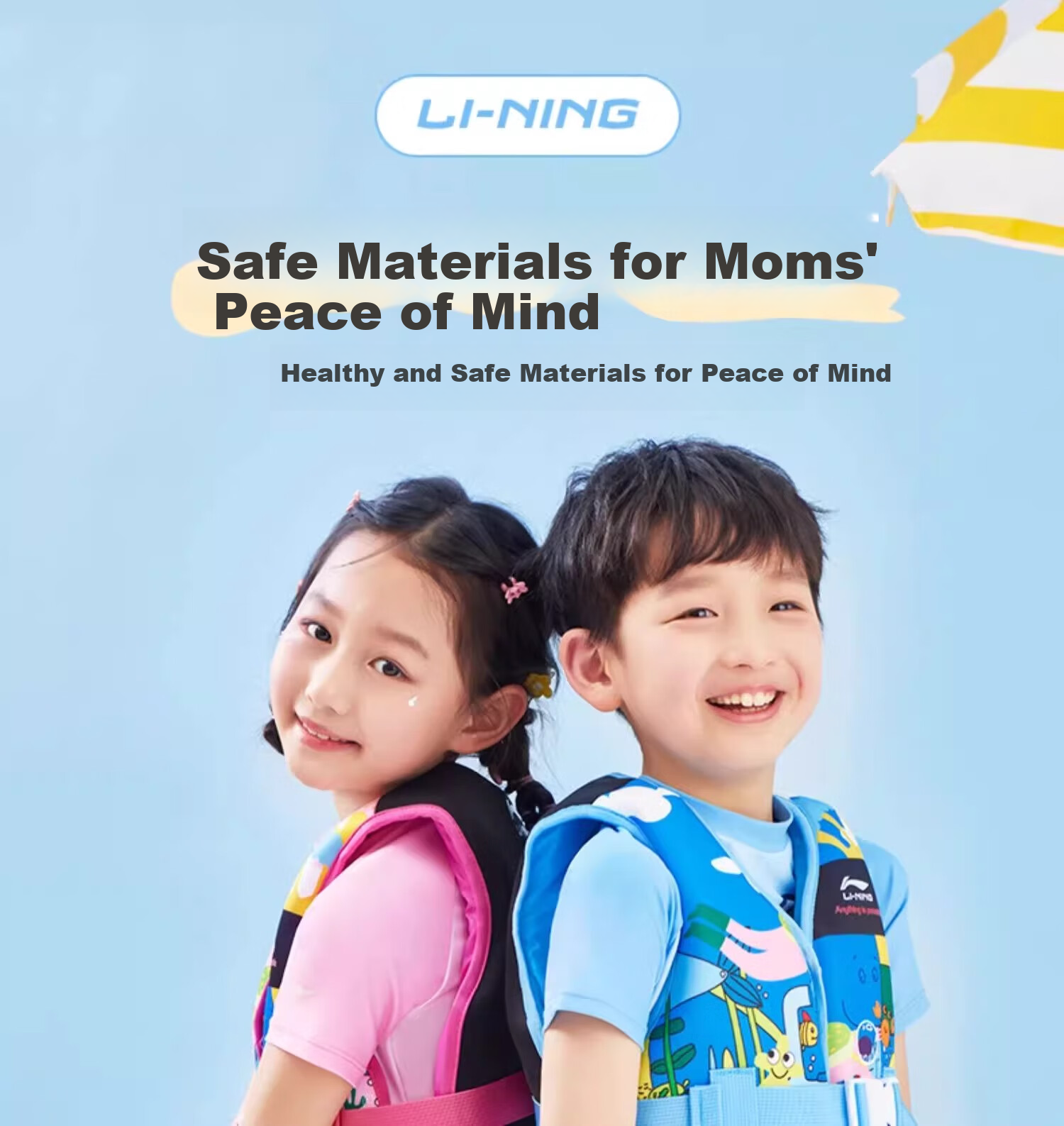LI-NING Kids Life Jacket Buoyancy Vest Swimming Beginner Professional Safety High Buoyancy Swimwear for Children 15