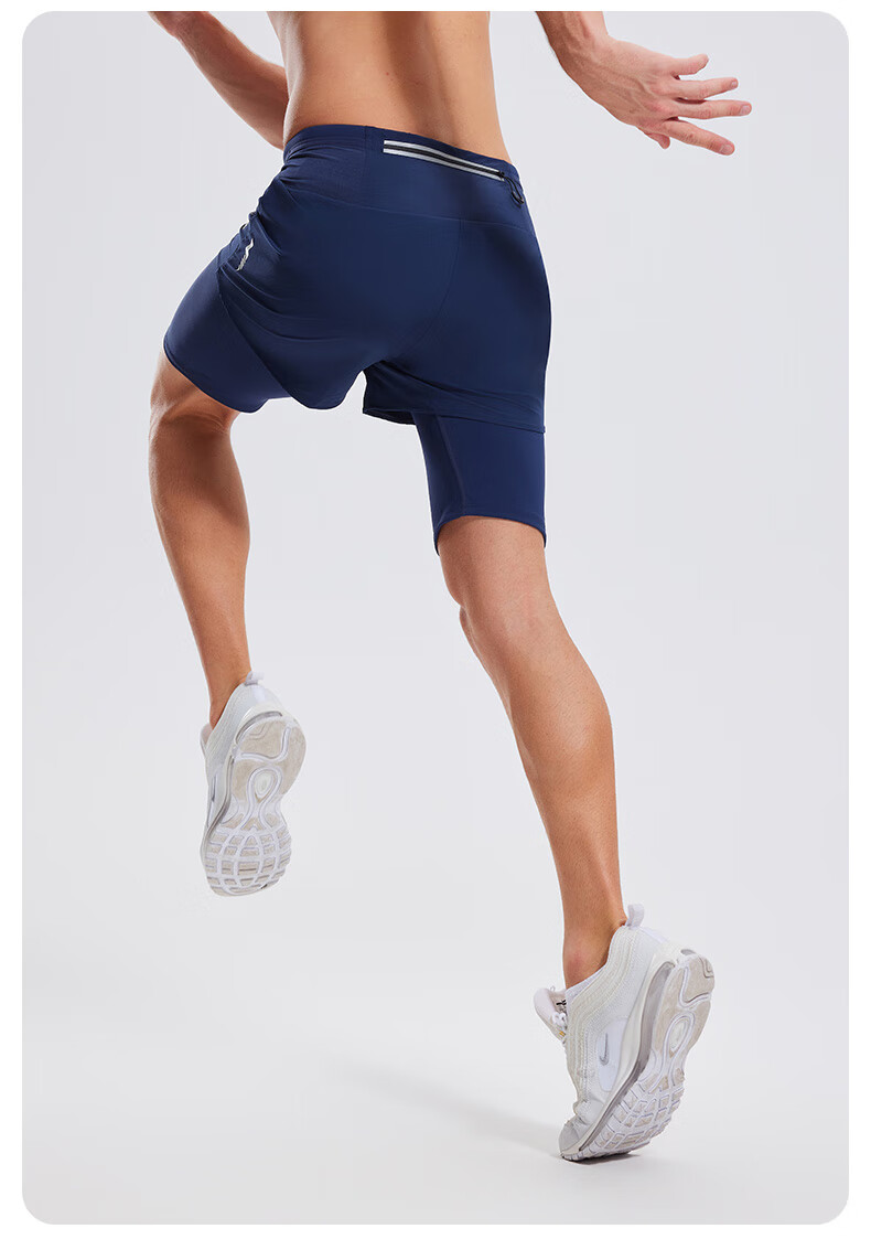 Cosleaf Men's Running Sports Shorts Summer with Liner Training Five-Point Pants Professional Waist Bag Pocket Marathon Fitness Pants 22
