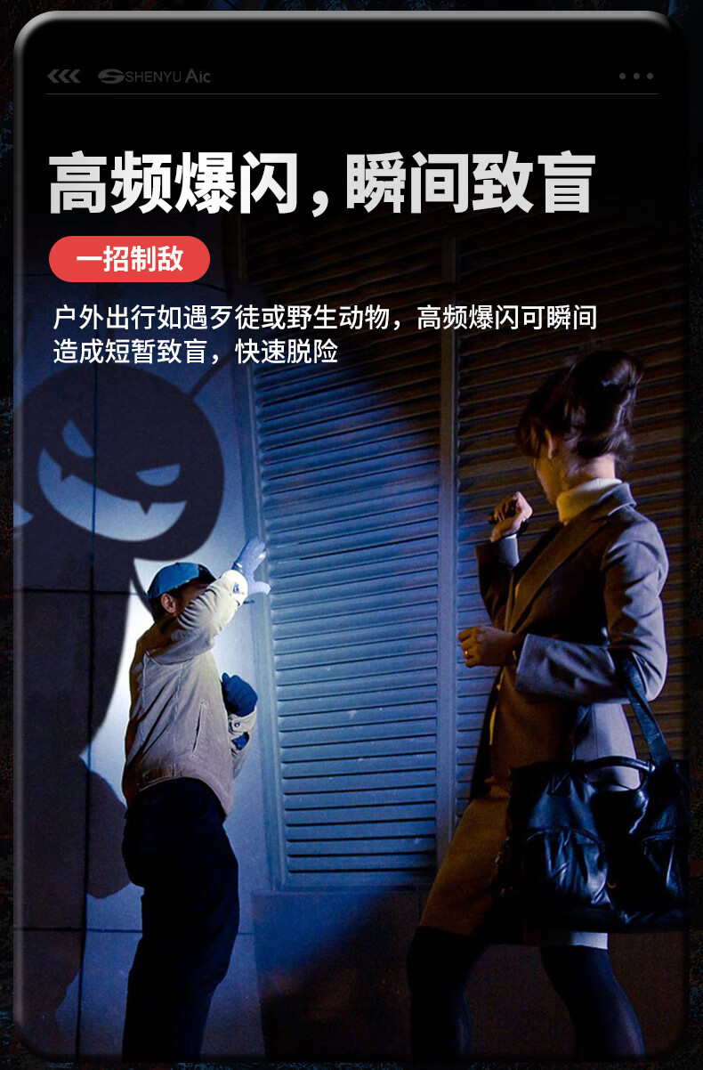 SHENYU Flashlight with Strong Beam, Zoomable, Rechargeable, Long-Range, Military-Grade Ultra-Bright Searchlight, Outdoor Emergency Light, Specialized for Photography, Know-It Monkey 2