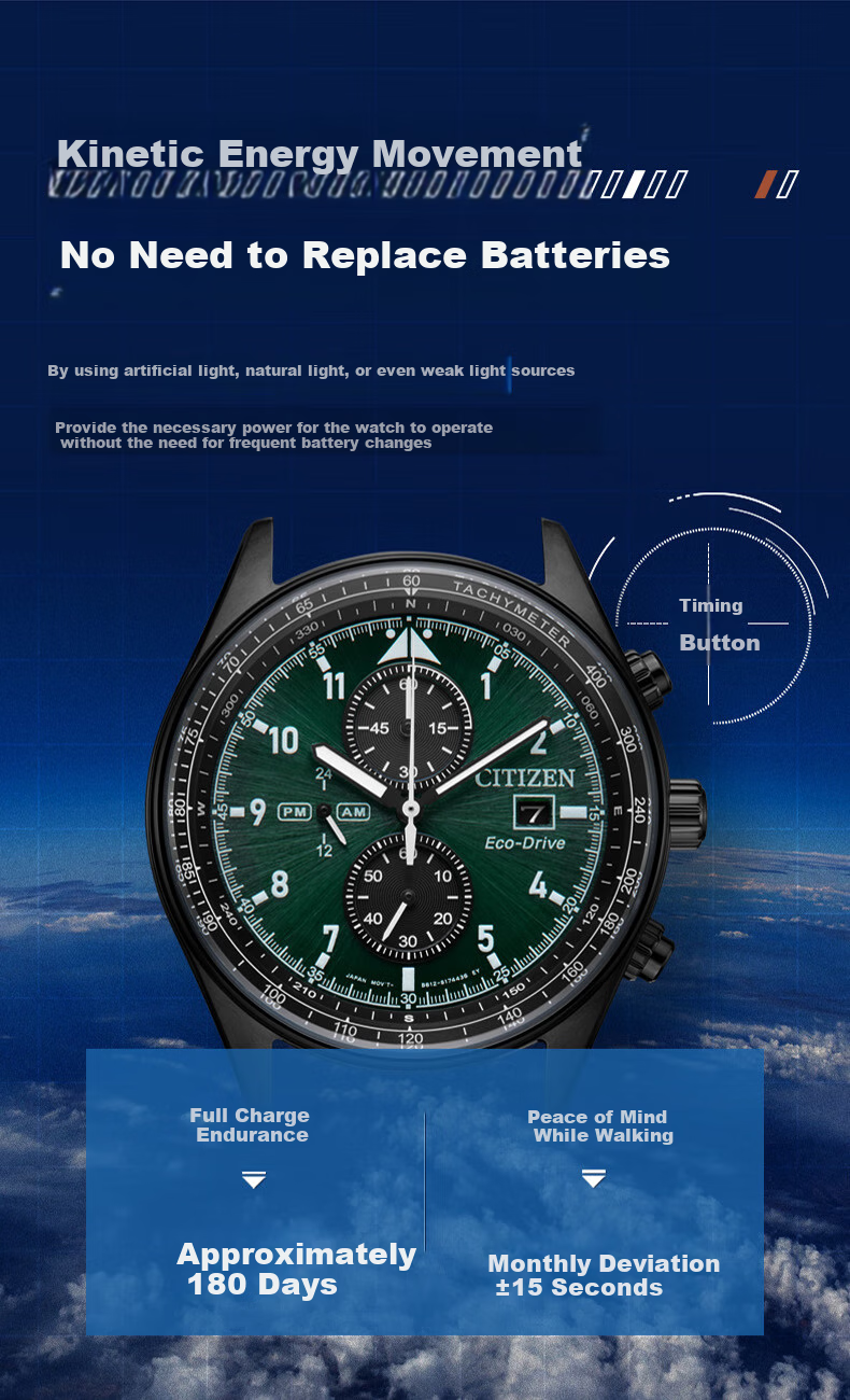 CITIZEN Watch for Men, Japanese And Korean Style, FF Series, Eco-Drive, Date Display Dial, Leather Strap, Student Gift for Boyfriend, CA0773-15E 6