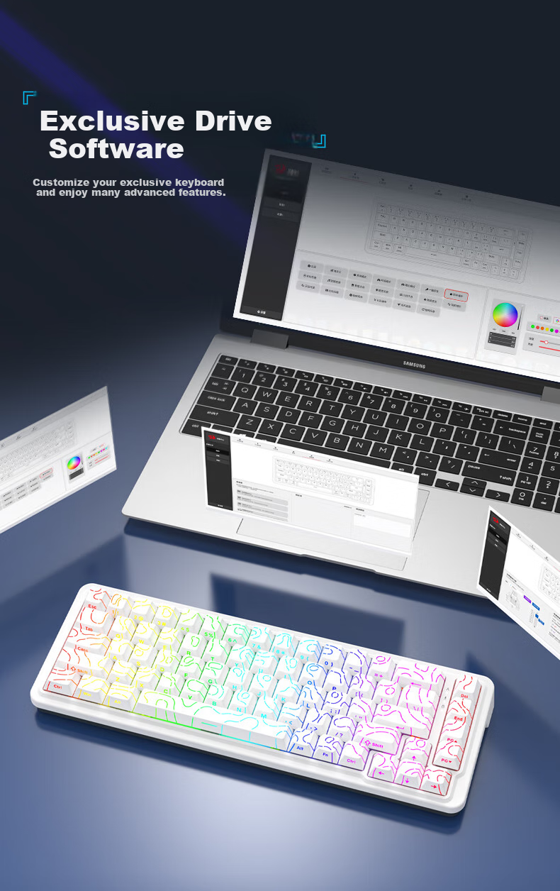 REDRAGON M68 PRO Magnetic Switch Keyboard RT E-Sports Gaming Magnetic Switch Keyboard Customizable Keyboard E-Sports Gaming New Year Gift Gradient Pink Ultra-Magnetic Switch PRO 8