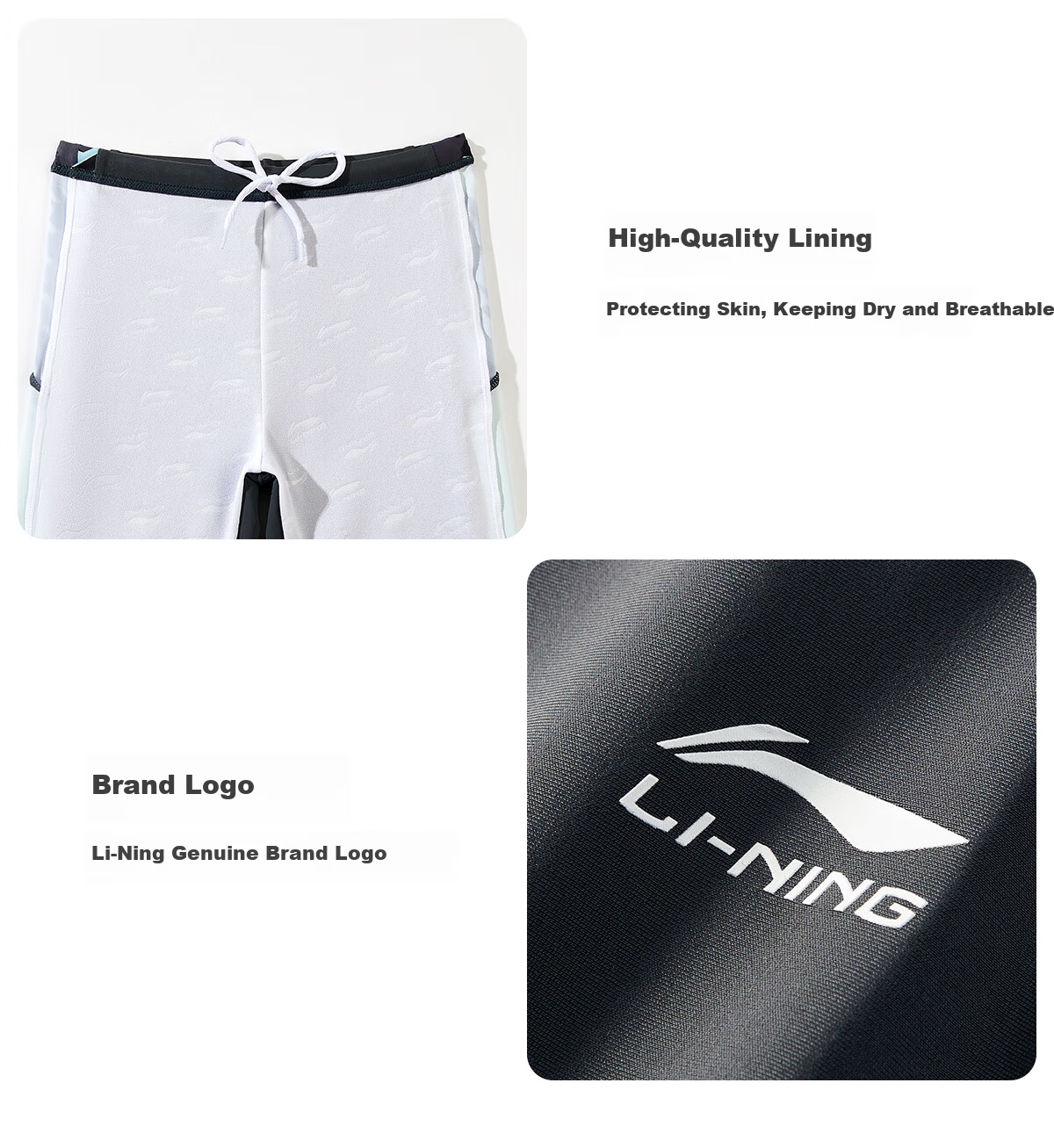 Li-Ning Children's Swimwear, Boys' Two-Piece Swimsuit, 2026 New Style, Youth Boys' Training Swimwear, Hot Spring Swimming Trunks Set 5