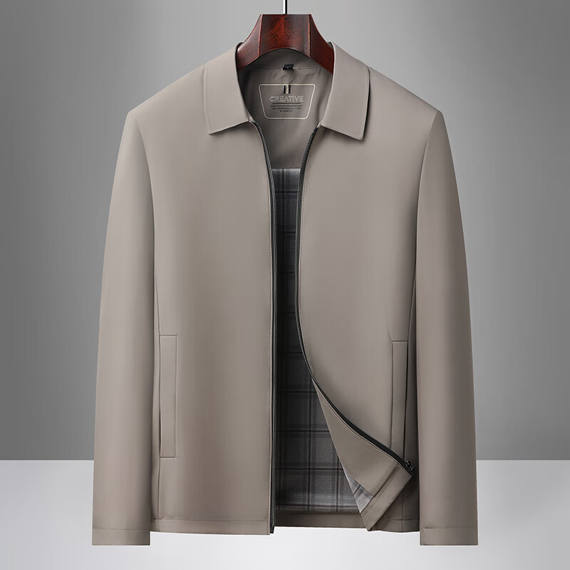 ROMON Executive Jacket Men's Autumn Winter Casual Lapel Coat Middle-aged and Elderly Dad Style 2539 Navy Blue 3XL
