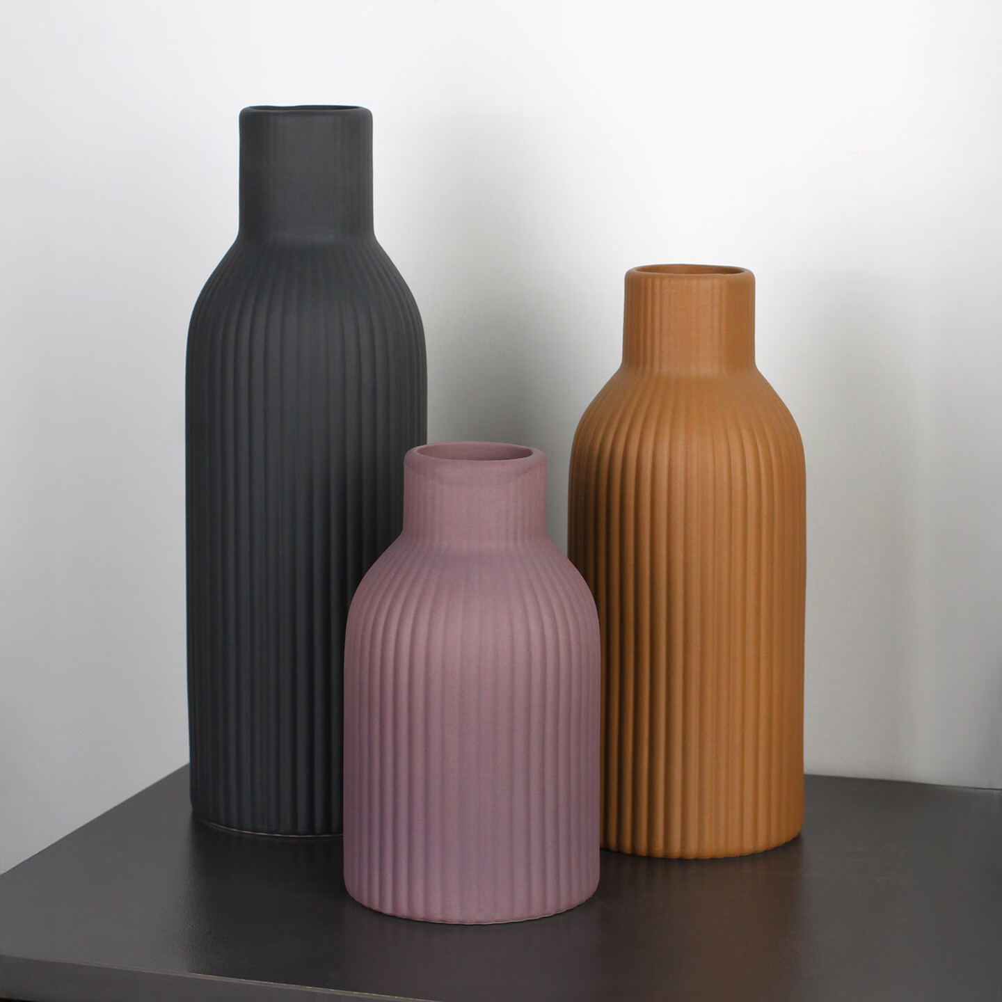 Qiju Yaji Ceramic Vase Nordic Morandi Color Luxury Light Decoration Fresh Flower Water Table Arrangement 3-Piece Set 20229 4